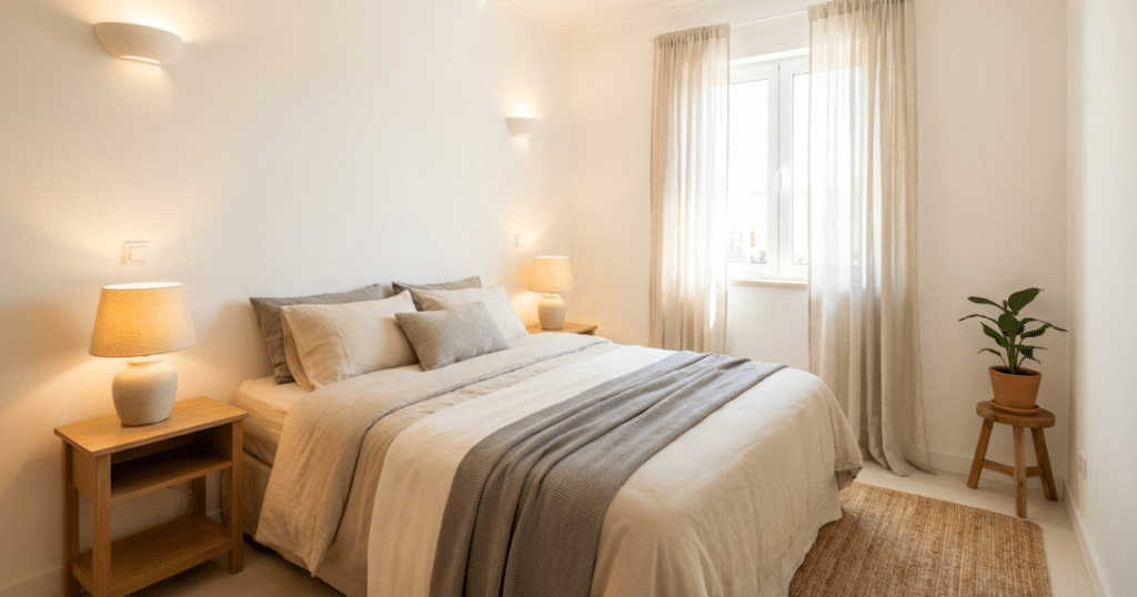 Small bedroom lighting and color upgrade during makeover