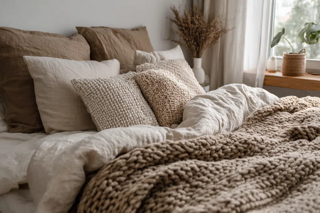 Cozy Bed Styling Close-Up