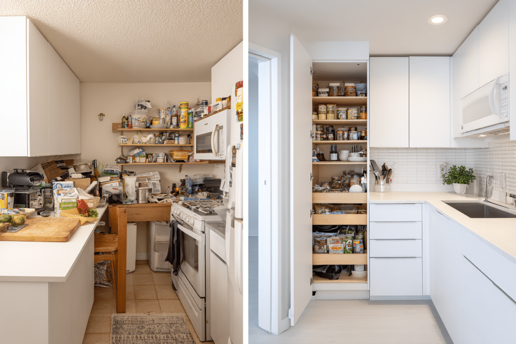 before and after small condo kitchen makeover