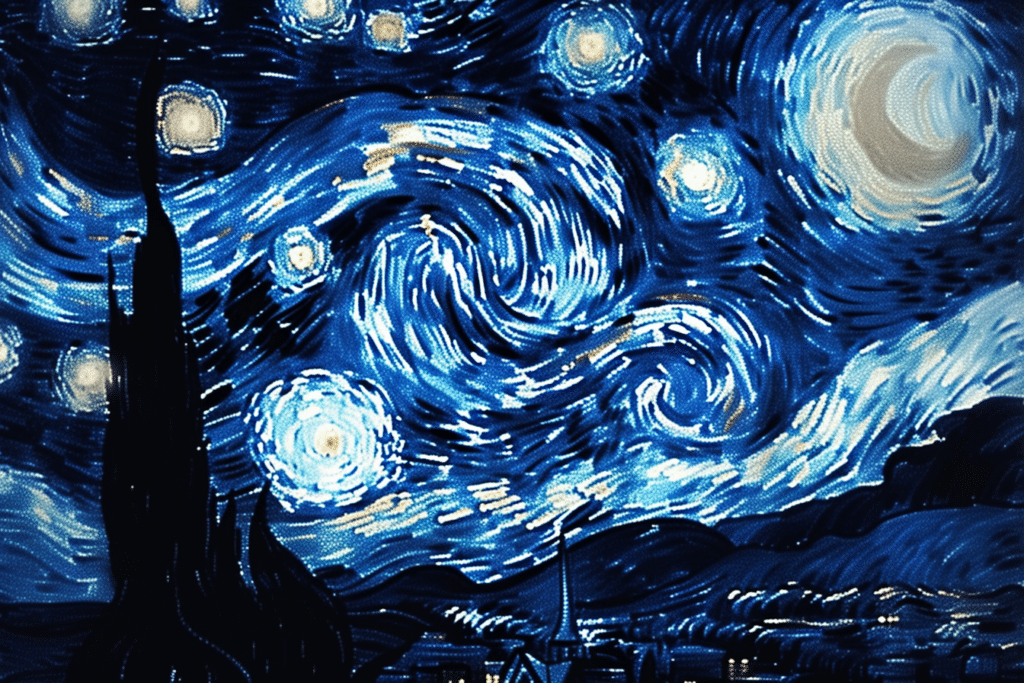 Blue Starry Night Wallpaper Aesthetic: Dreamy Van Gogh Night Sky Design Ideas