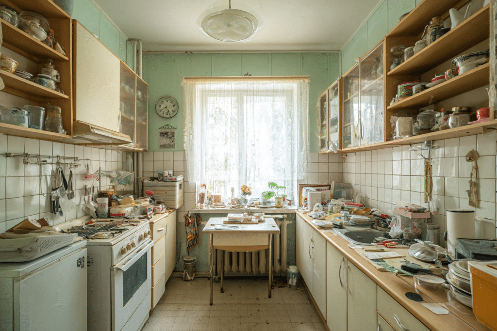 Before renovation small kitchen interior with
