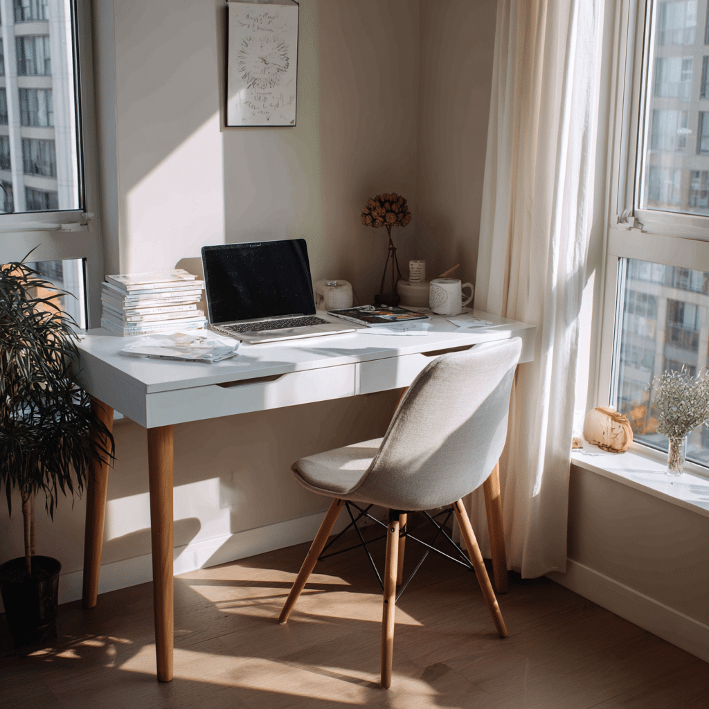small workspace in studio apartment design