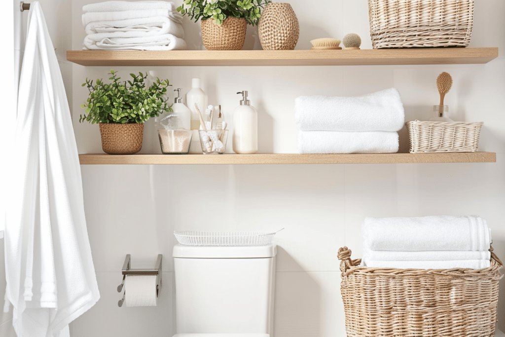 floating shelves for small bathroom storage ideas