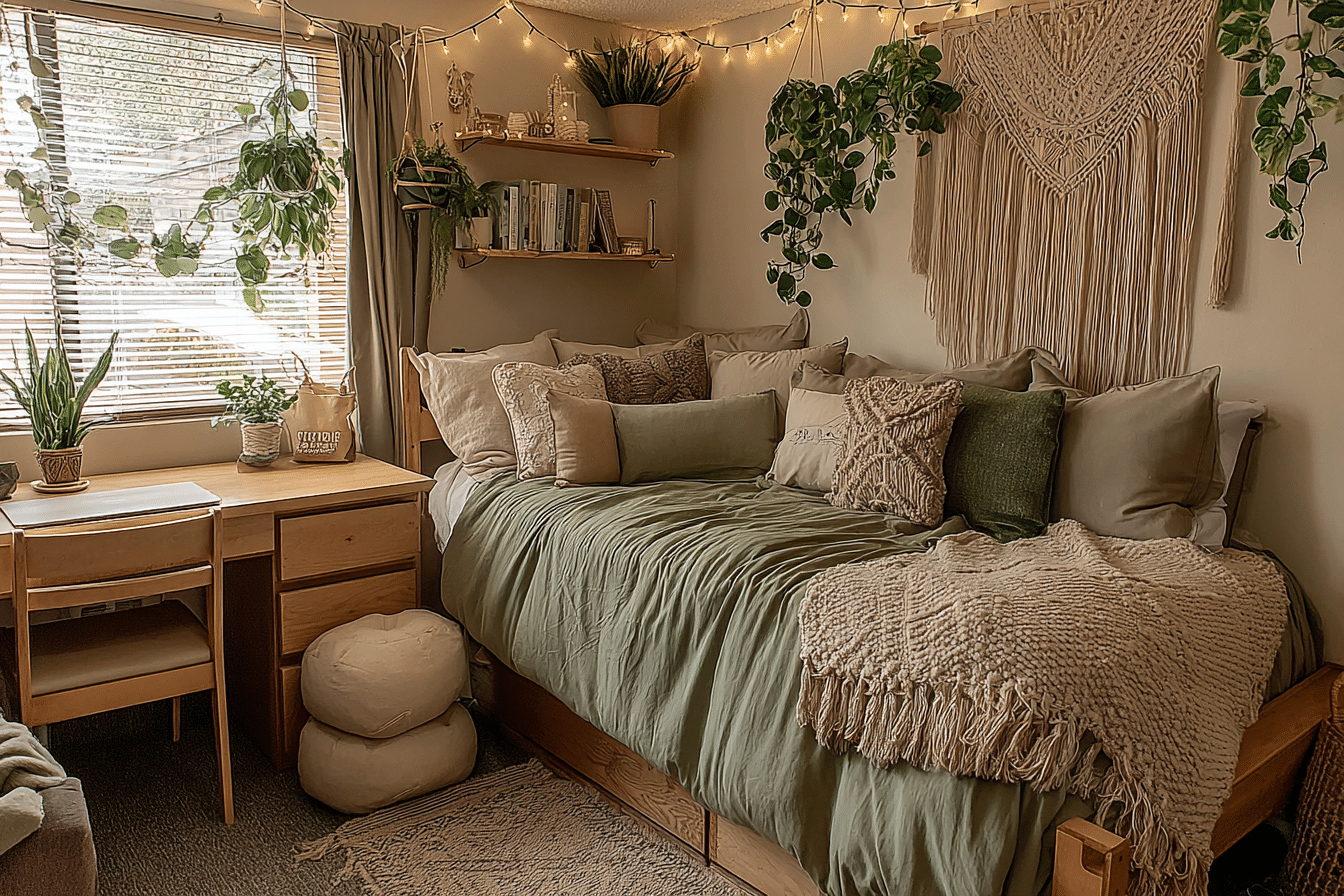 Earthy College Dorm Room