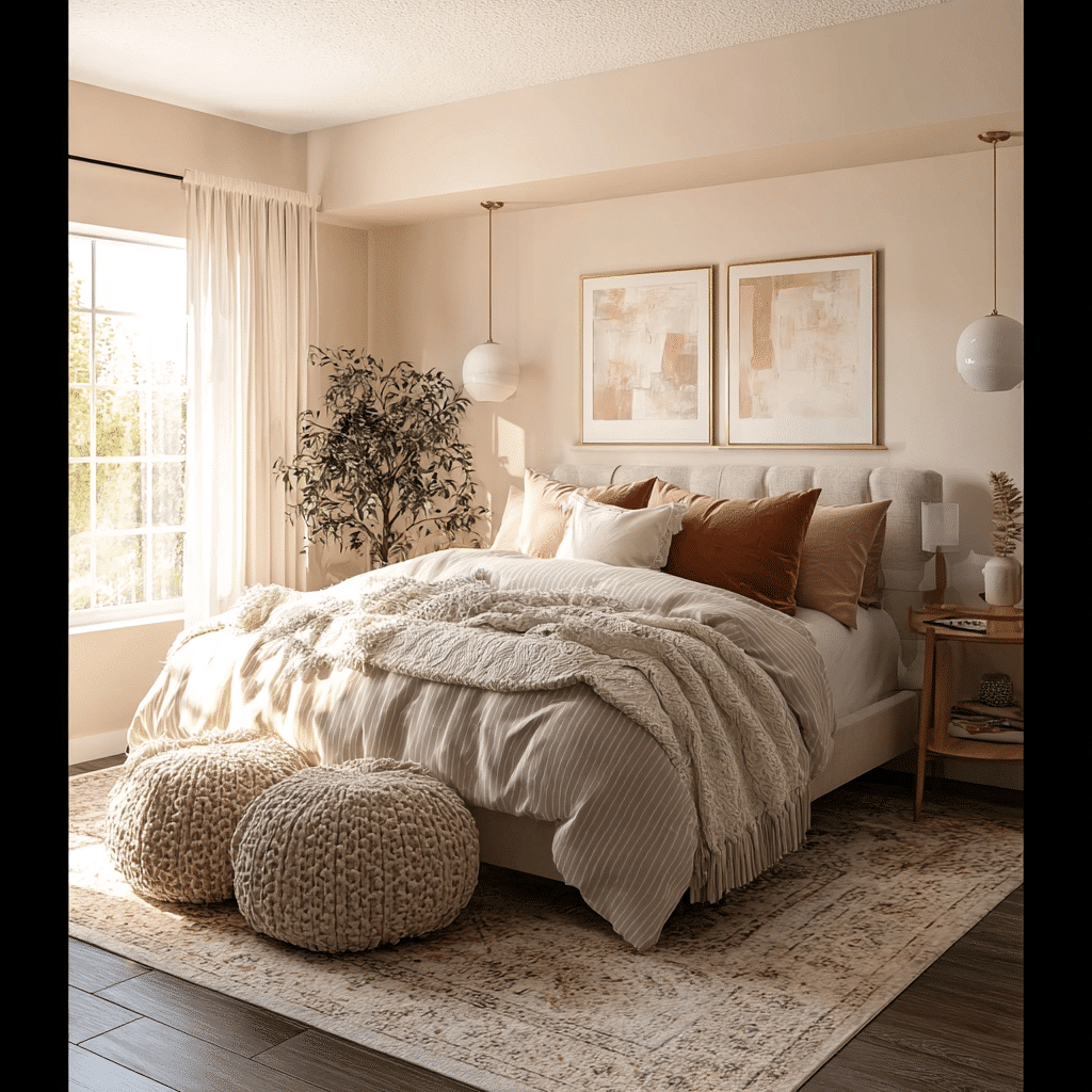 cluttered bedroom with clothes and杂物