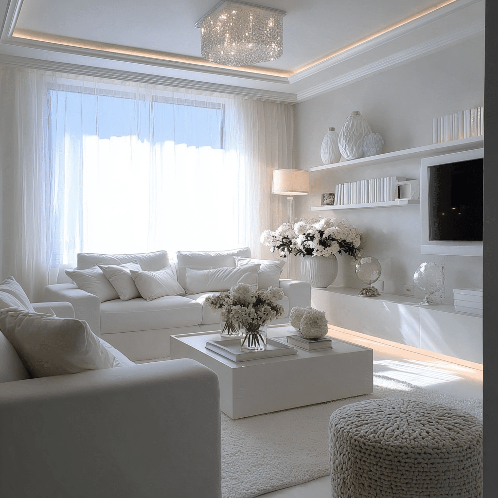 Luxurious Metallic-Accented White Walls