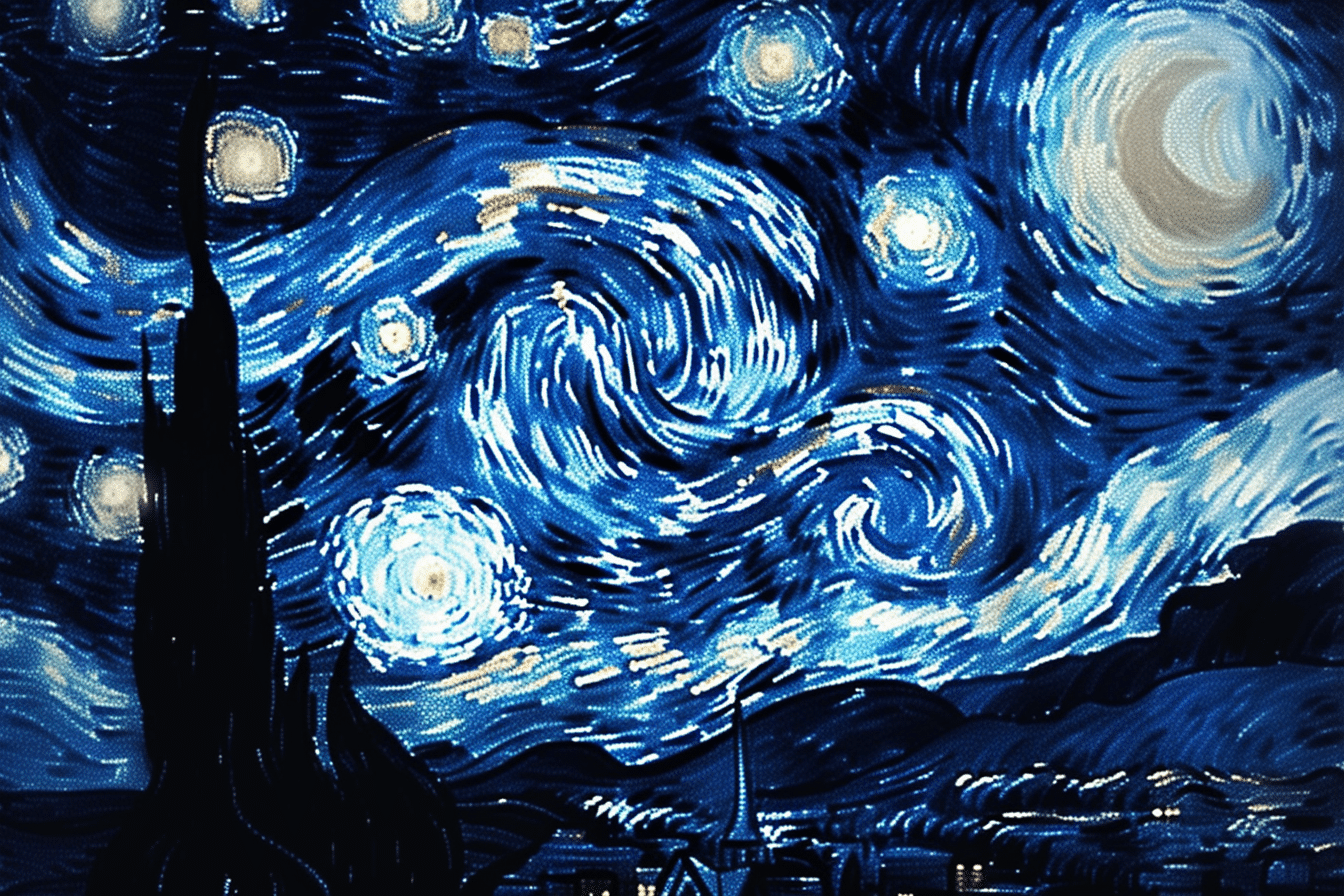Blue Starry Night Wallpaper Aesthetic: Dreamy Van Gogh Night Sky Design Ideas
