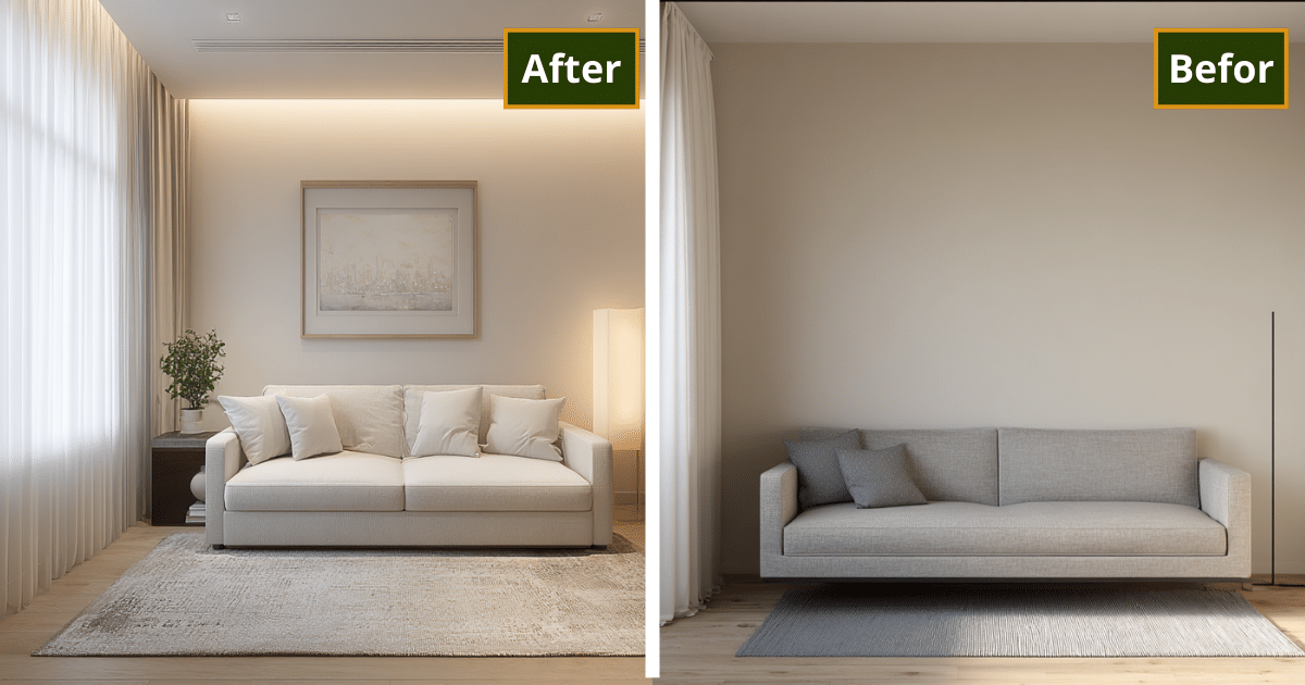 Tiny Living Room Layout Before and After Fix
